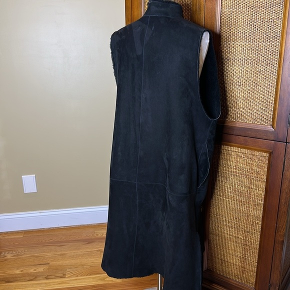 Eskandar Black Sleeveless Suede Leather shearling Vest Sz1 Large - Picture 4 of 8